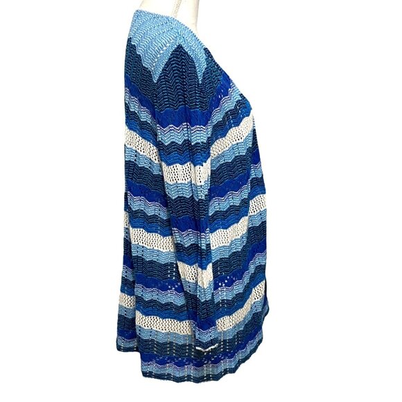 Christopher & Banks Open Front Knit Cardigan XL Blue Oceancore Mermaid Coastal - Picture 4 of 7